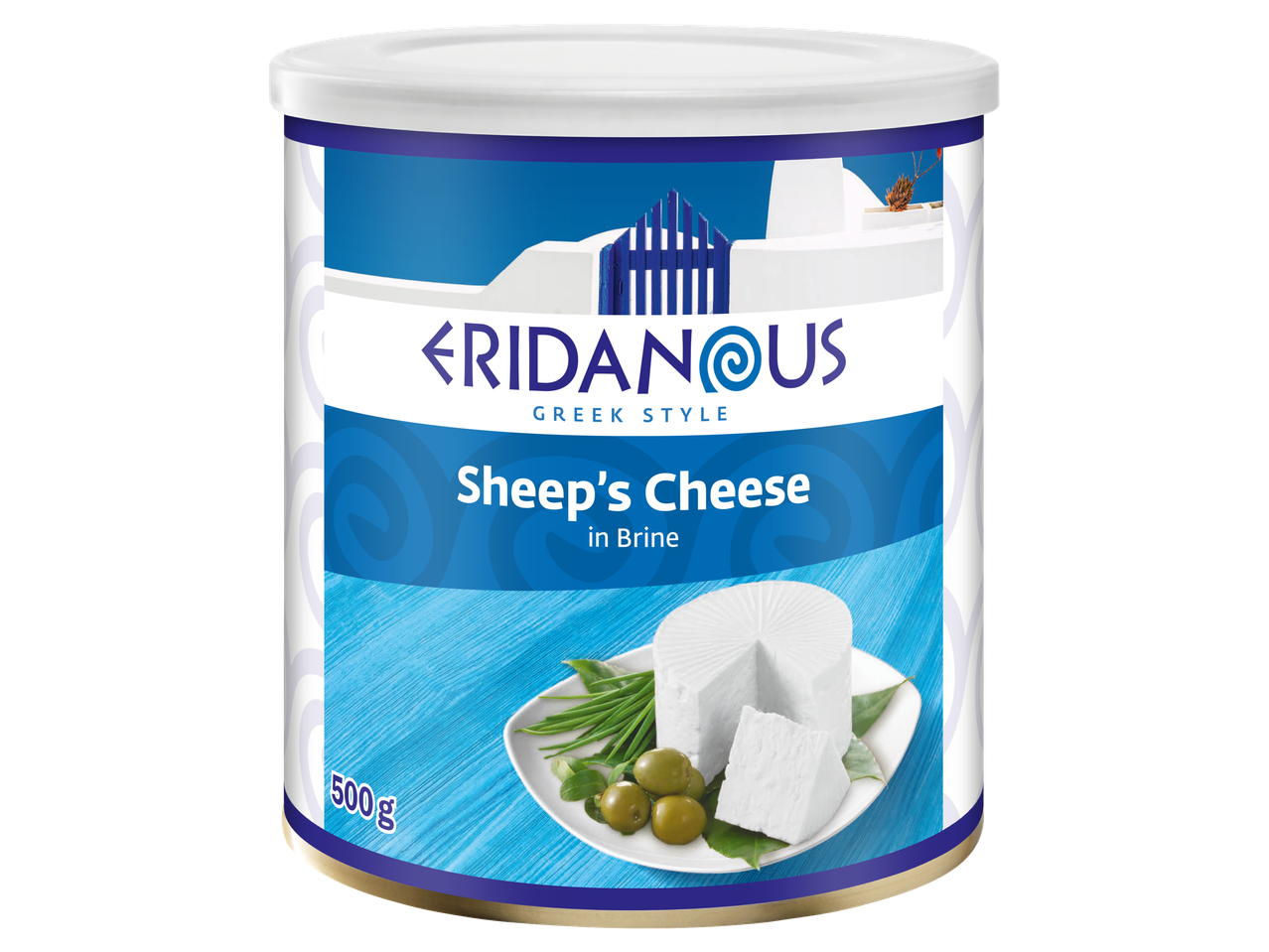 Eridanus grieķu stila aitas siers sālsūdenī.