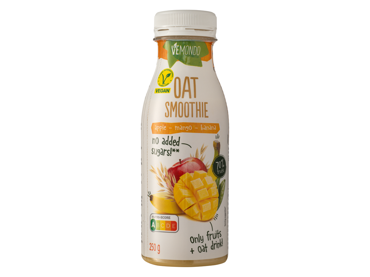 VEMONDO zab smoothie alma, mangó és banán ízzel, hozzáadott cukor nélkül, Nutri-Score A.