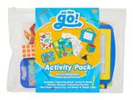On the Go! Activity Pack with coloring book, stickers, pencils, maze, and magic cube.