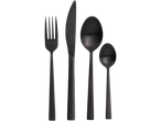 Silvercrest® crni set pribora za jelo: vilica, nož i dvije žlice.