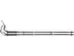 Two black adjustable hiking poles with measurement markings and wrist straps.