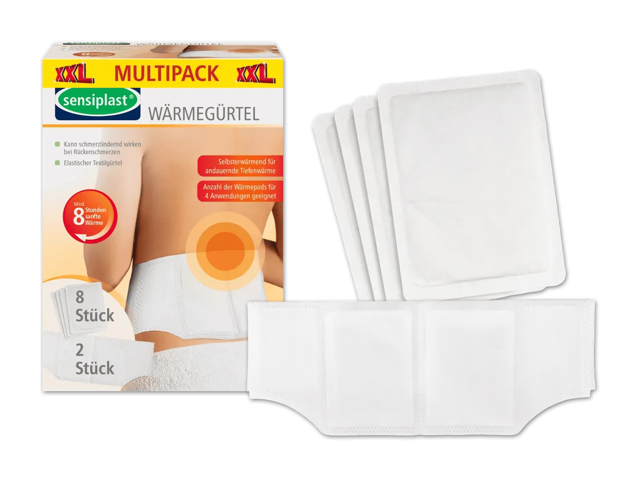 Sensoplast XXL Wärmegürtel und Wärmepads zur Schmerzlinderung.