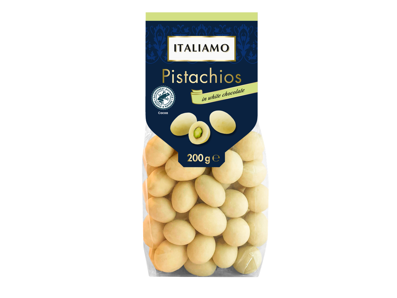 ITALIAMO pistaches in witte chocolade, 200g.