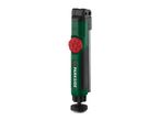 Green and black handheld tool with a red adjustment knob and a textured grip.
