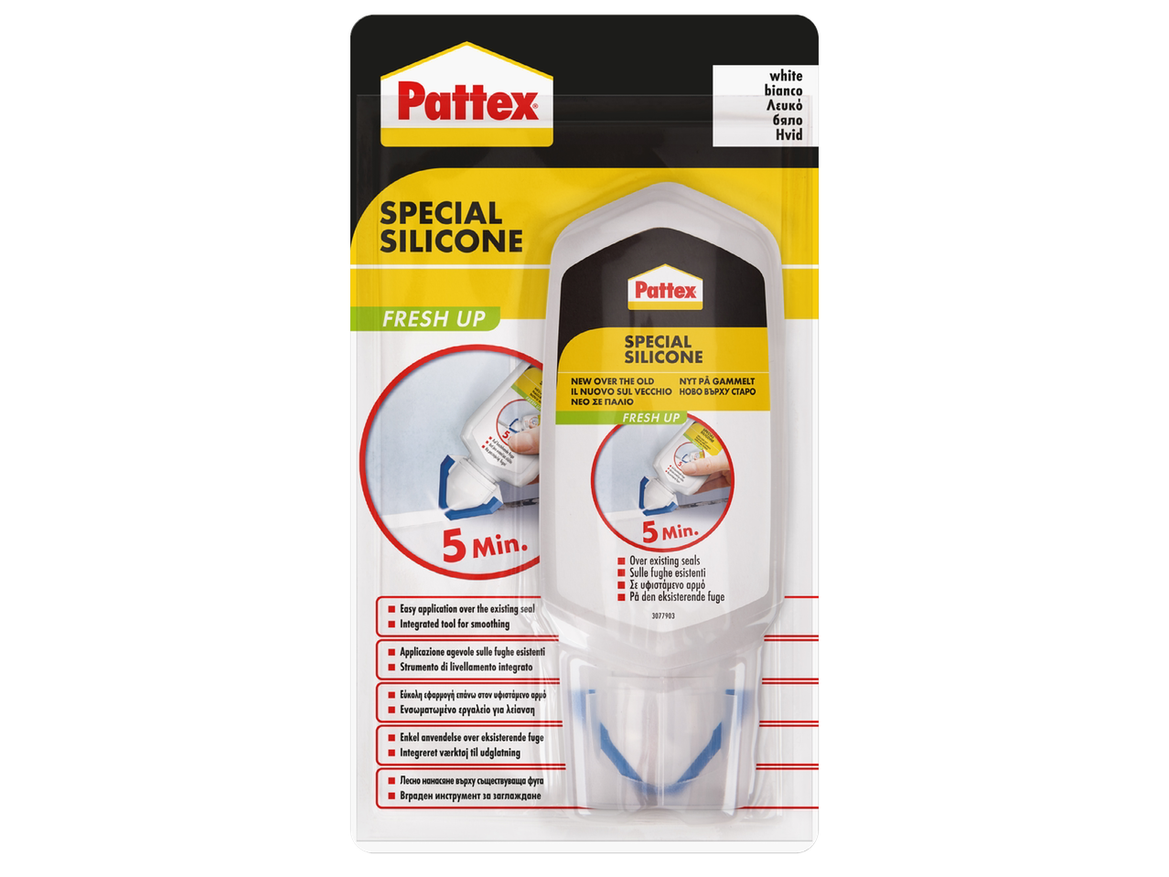 Специален силиконов уплътнител за лесно нанасяне върху съществуващи фуги.