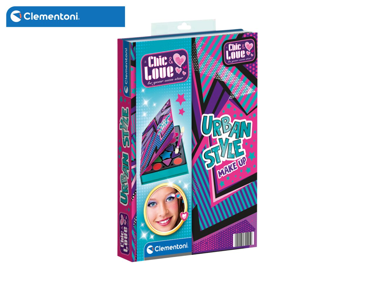 Clementoni Chic & Love Urban Style Make Up kit in a colorful box.