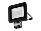 Black LED floodlight with an integrated motion sensor