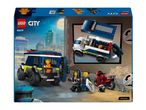 Toy police van with a prisoner, police minifigures, and a red motorcycle, set 60479.