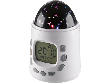 Žadintuvas su projektoriumi ir žvaigždėto dangaus efektu