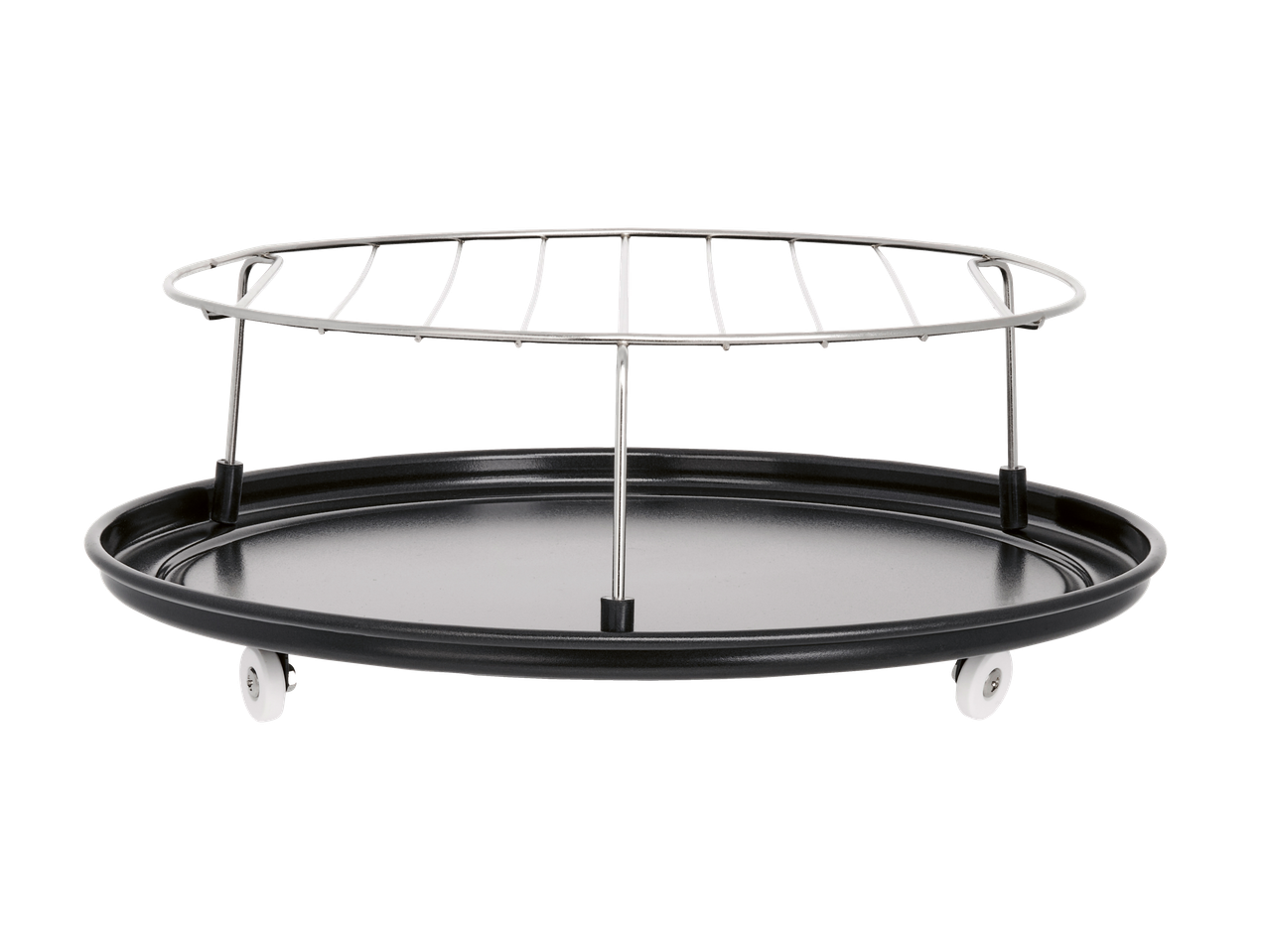 Στρογγυλό μαύρο ταψί με σχάρα και ροδάκια