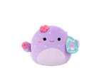 Purple Squishmallows Adrienne cactus plush toy with pink flowers