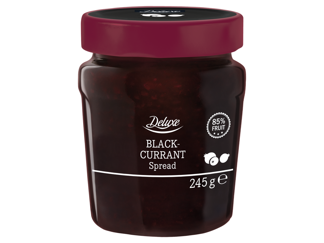 Deluxe Mustsõstra moos, 245g purk 85% puuviljasisaldusega