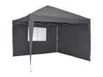 Dark grey pop-up gazebo with one window panel, isolated on white.