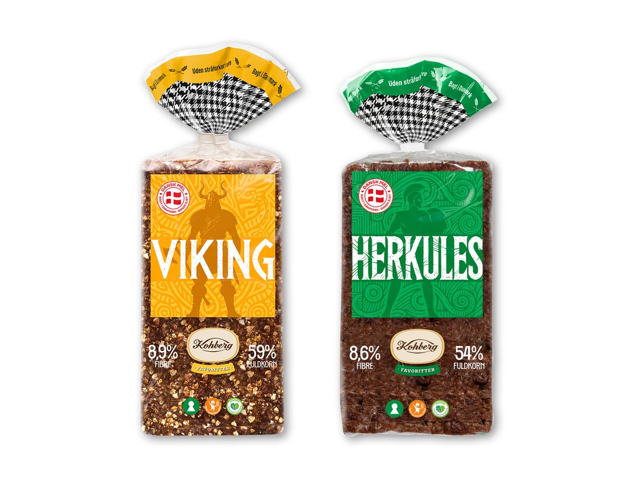 To pakker med Hercules brød, Viking og Hercules varianter.