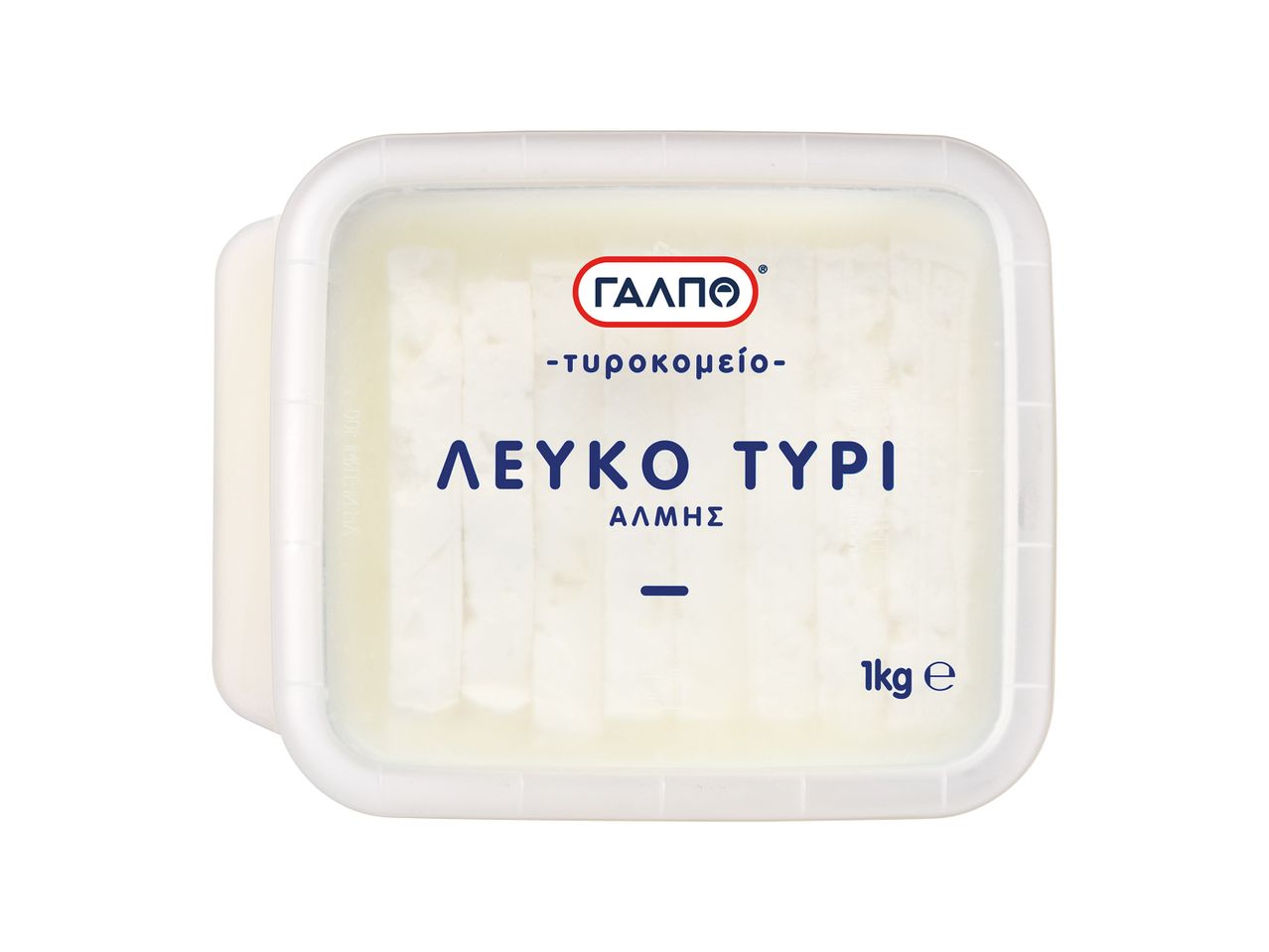 Λευκό τυρί Γαλακτος σε πλαστικό δοχείο.