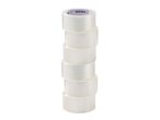 A stack of six Parkside transparent packing tape rolls.