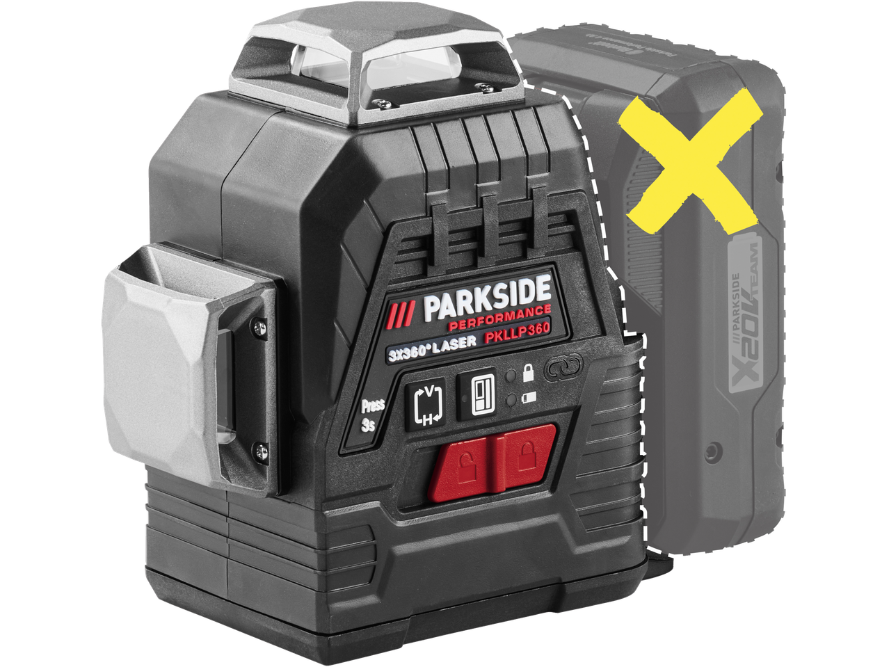 Parkside Performance 3x360° PKLLP360 akumuliatorinis kryžminių linijų lazeris, be akumuliatoriaus