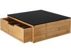 Tábua de corte de bambu SILVERCREST com gaveta extensível e tampo de vidro preto.