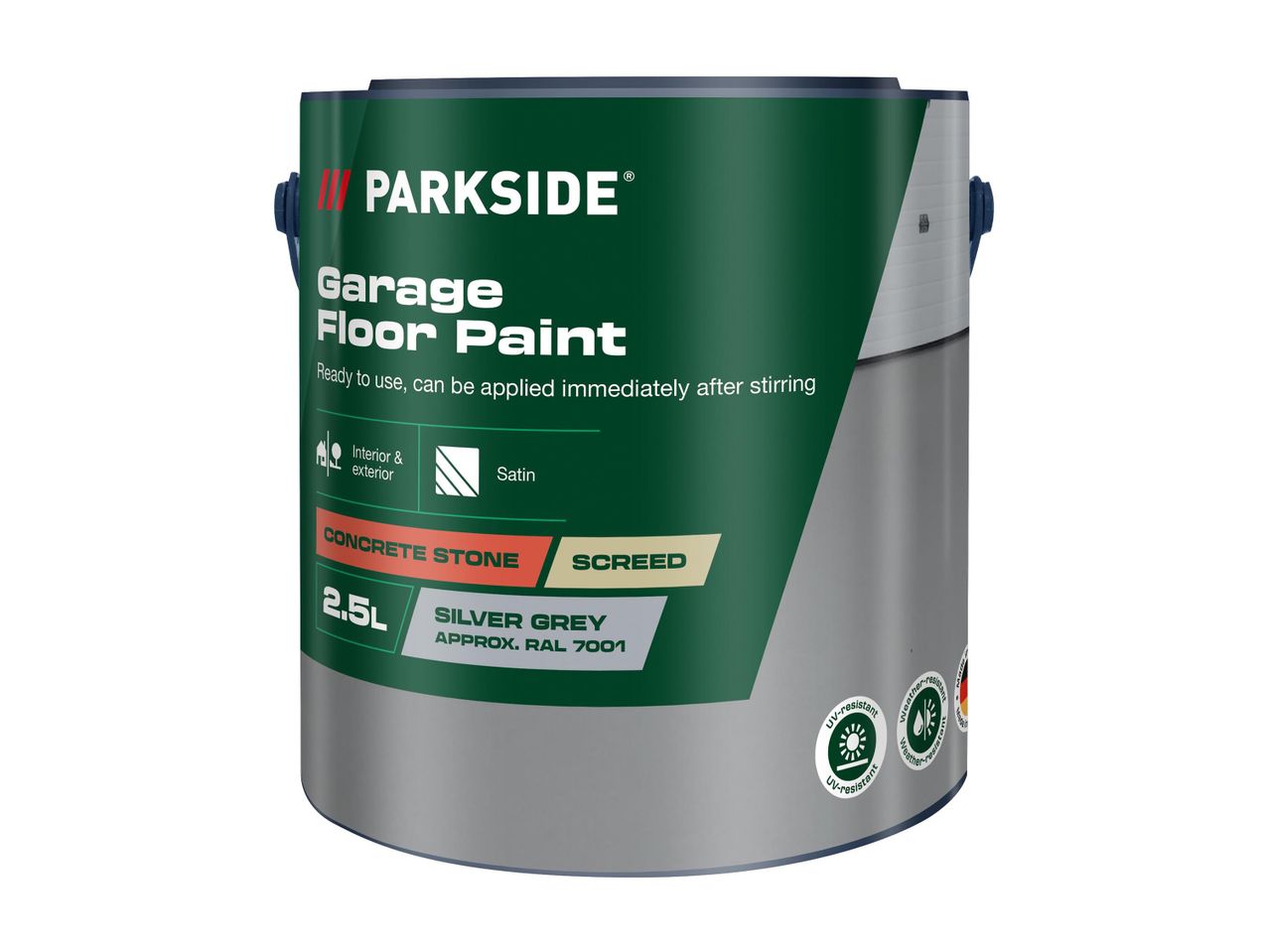 PARKSIDE Garázspadlófesték, 2,5L, ezüstszürke, betonra, kőre és esztrichre.
