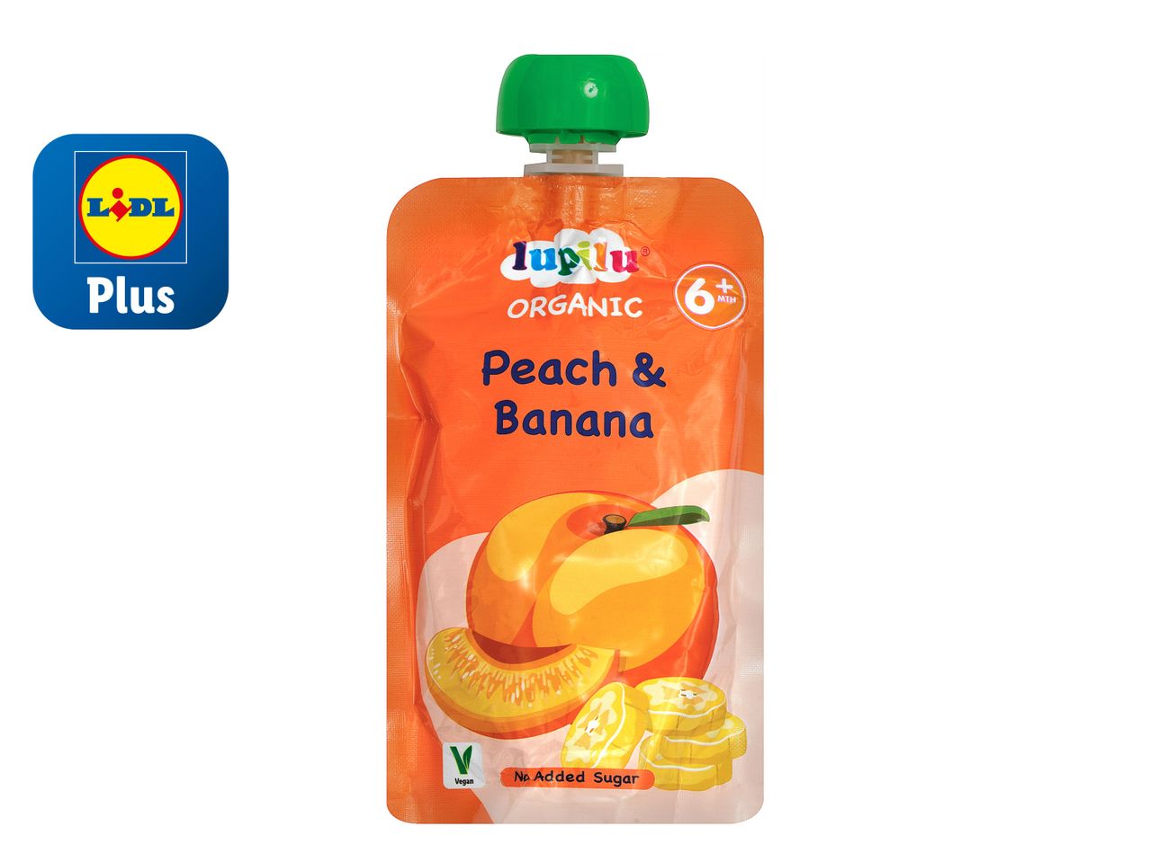 Go to full screen view: Lupilu Organic Baby Fruit Pouches Stage 1 Peach and Banana - Image 1