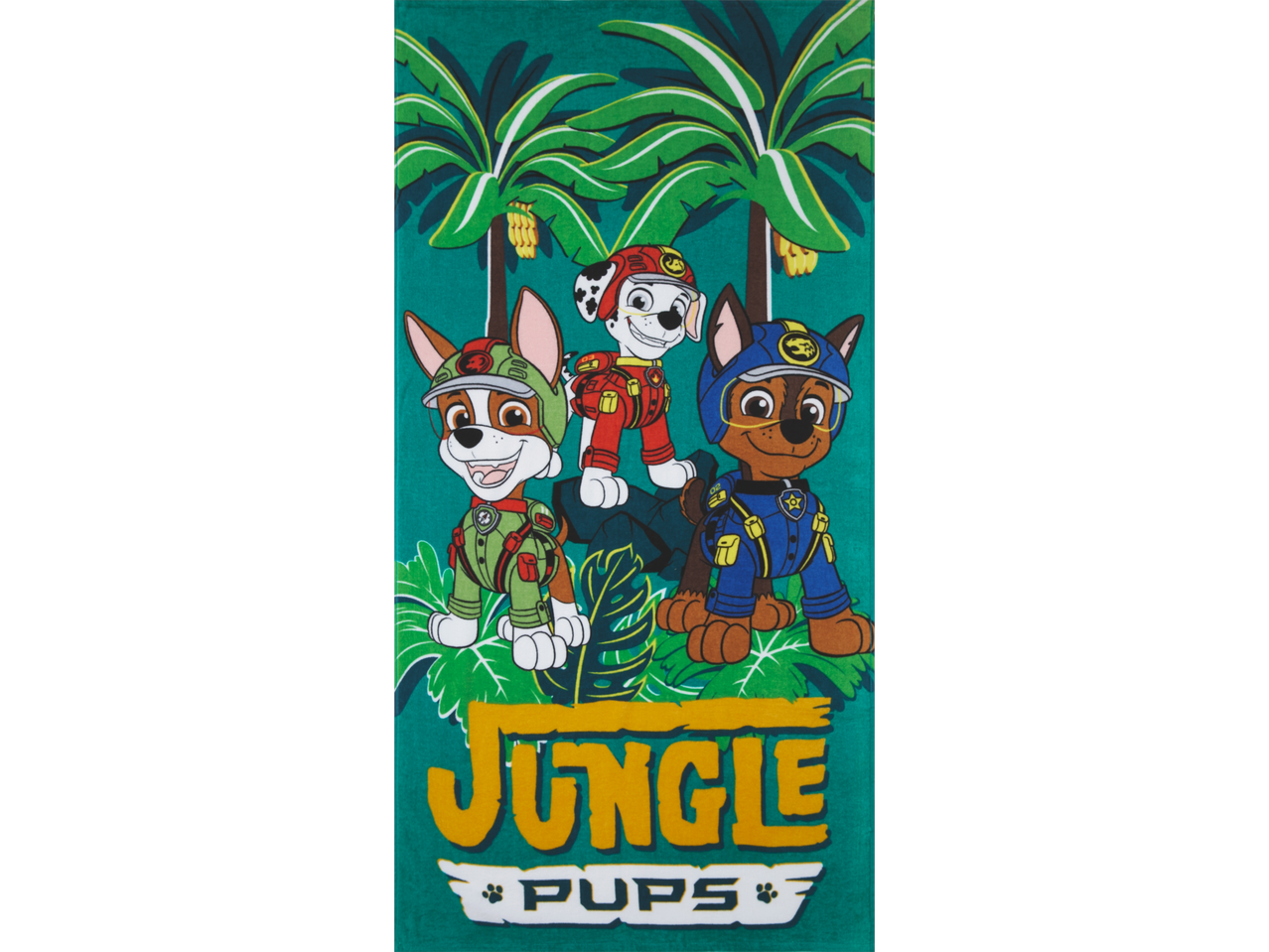 Toalha de praia Paw Patrol com tema de selva.