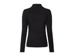 Black ribbed long-sleeve top with a mock neck