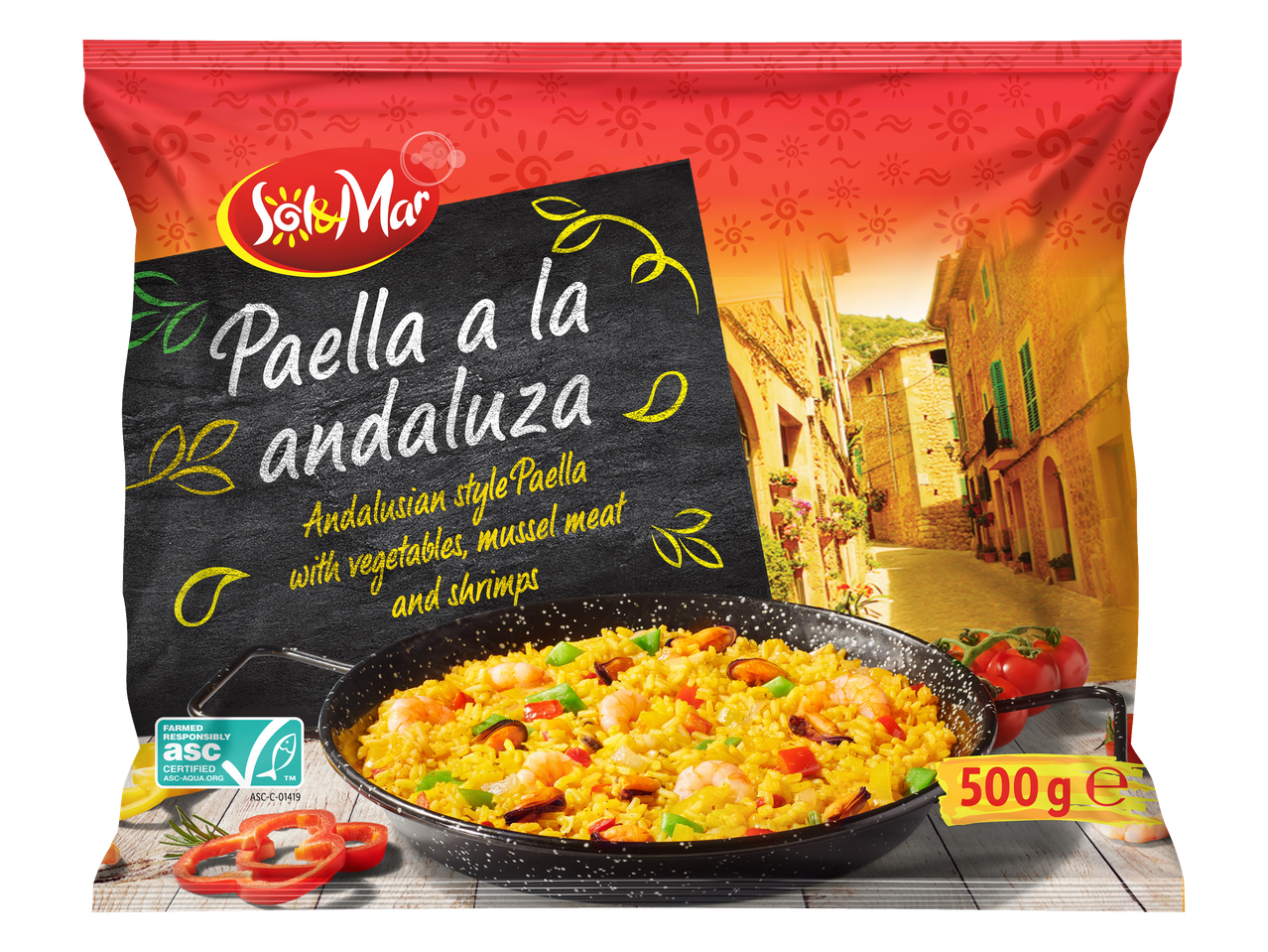 Sol&Mar Andalusische paella: Kant-en-klare maaltijd met zeevruchten en groenten.