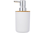 Dispensador de sabão LIVARNO com recipiente branco e tampa de bambu