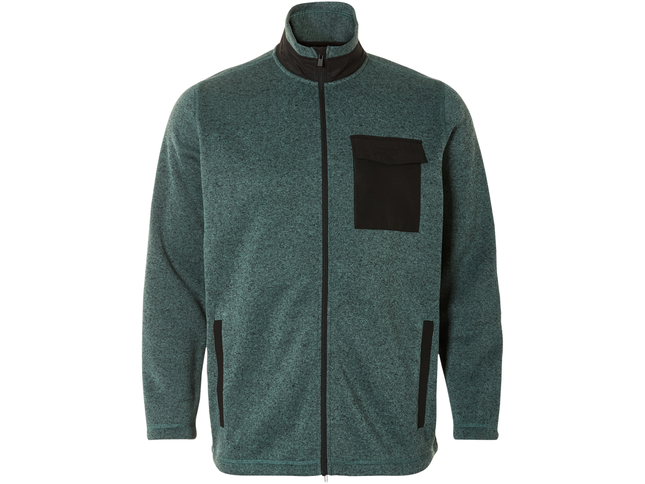 LIVERGY® vyriškas žalias flisinis švarkelis su juodais akcentais ir krūtinės kišene