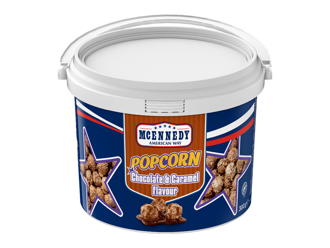 Кофа с пуканки с вкус на шоколад и карамел, с американска тематика.