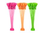 Water guns with pink, orange, and green balloons.