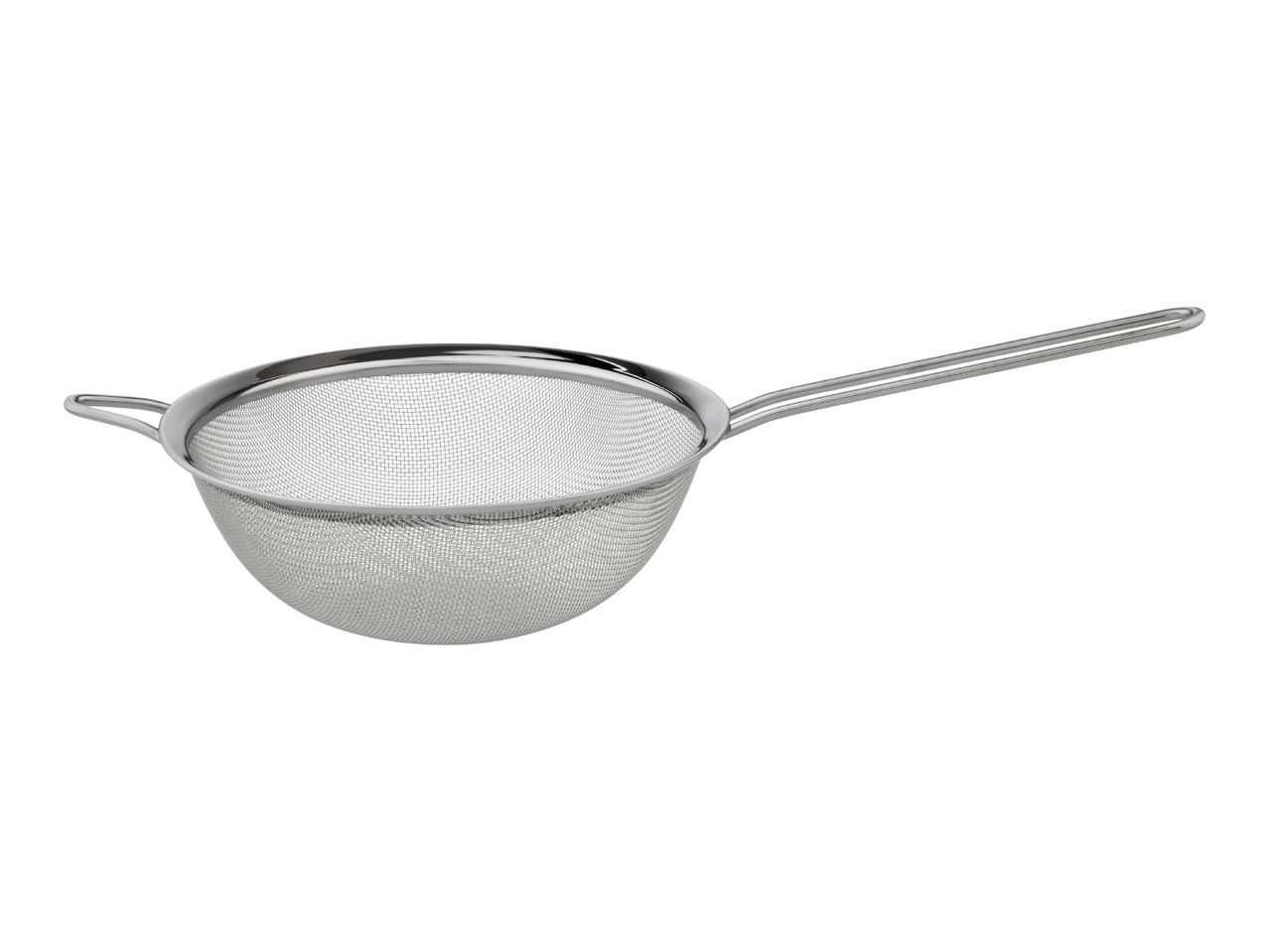 A stainless steel fine-mesh strainer with a long handle.