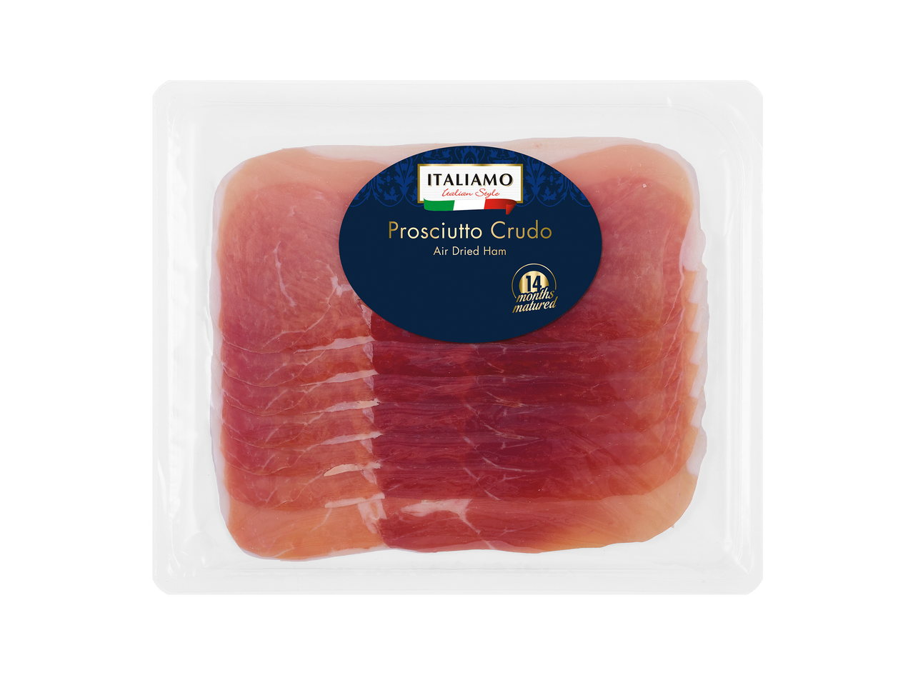 Barquette de jambon cru italien, affiné 14 mois.