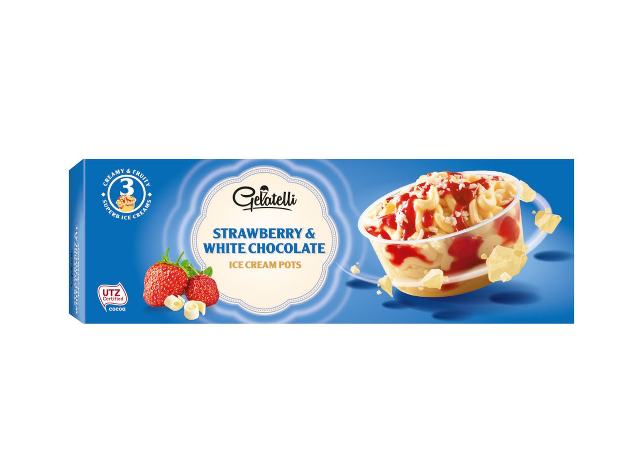 Gelatelli: strawberry & white chocolate ice cream pots.