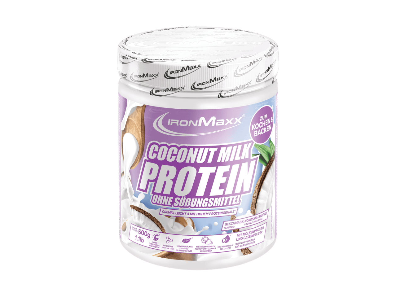 Pot de protéines de lait de coco pour la cuisine et la pâtisserie, sans édulcorants, 500g.