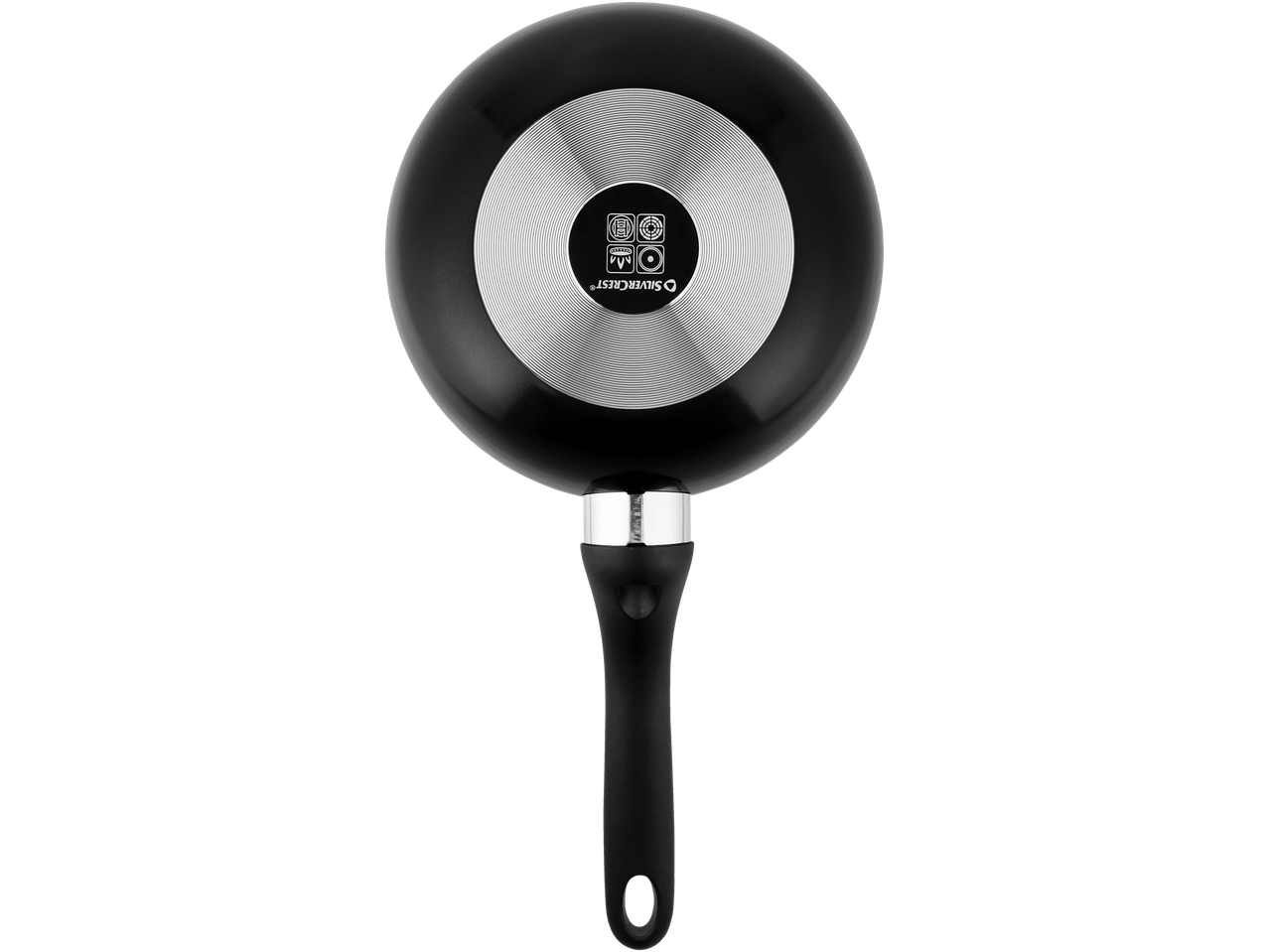 Πάτος μίνι τηγανιού, τηγανιού wok ή κατσαρόλας αλουμινίου SILVERCREST με σύμβολα συμβατότητας.