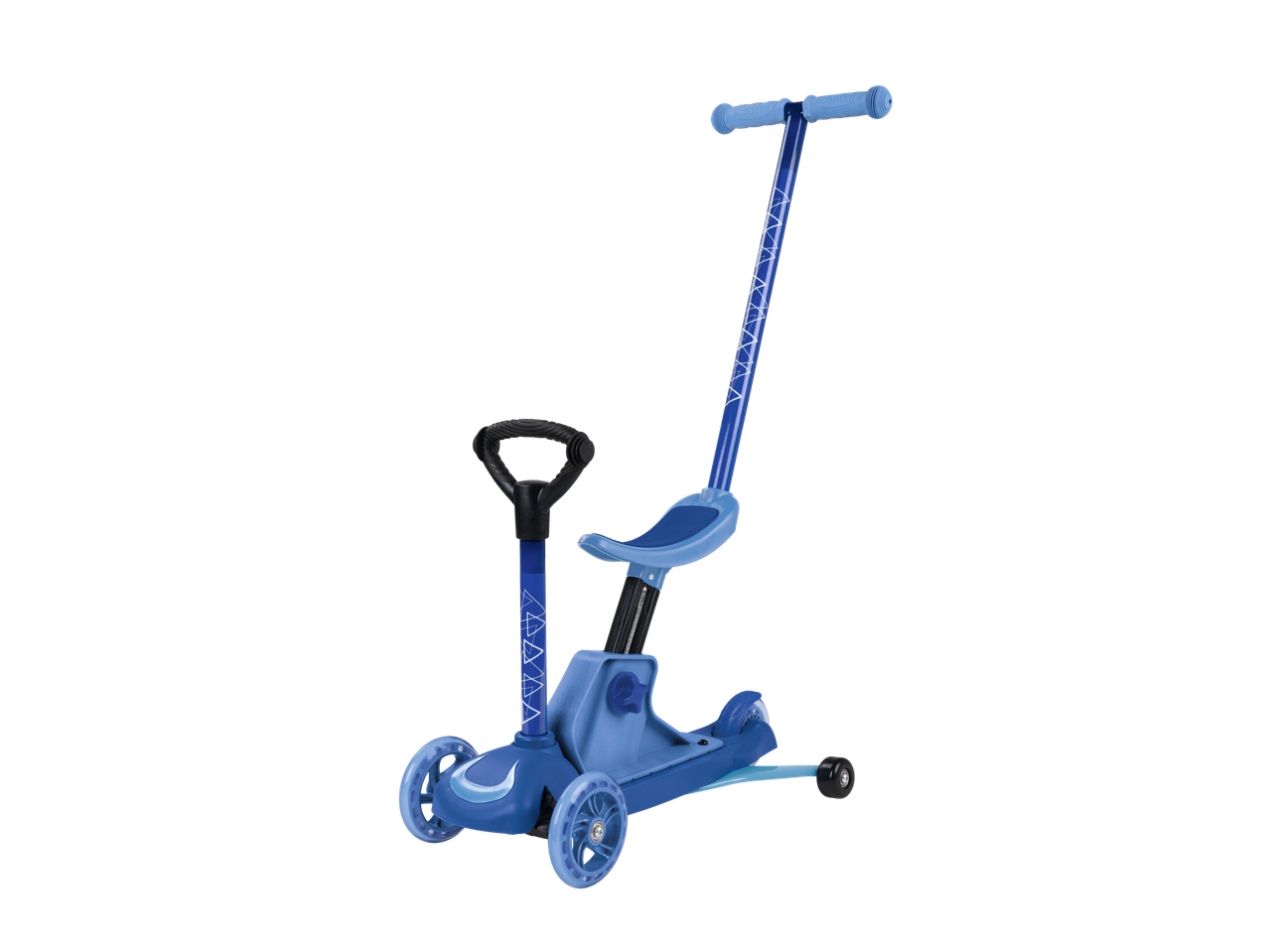 Zils bērnu skrejritenis ar sēdekli un stūri.