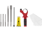 Σετ τρυπανιών και σμίλων με γράσο, βοηθητική λαβή και πανί καθαρισμού.