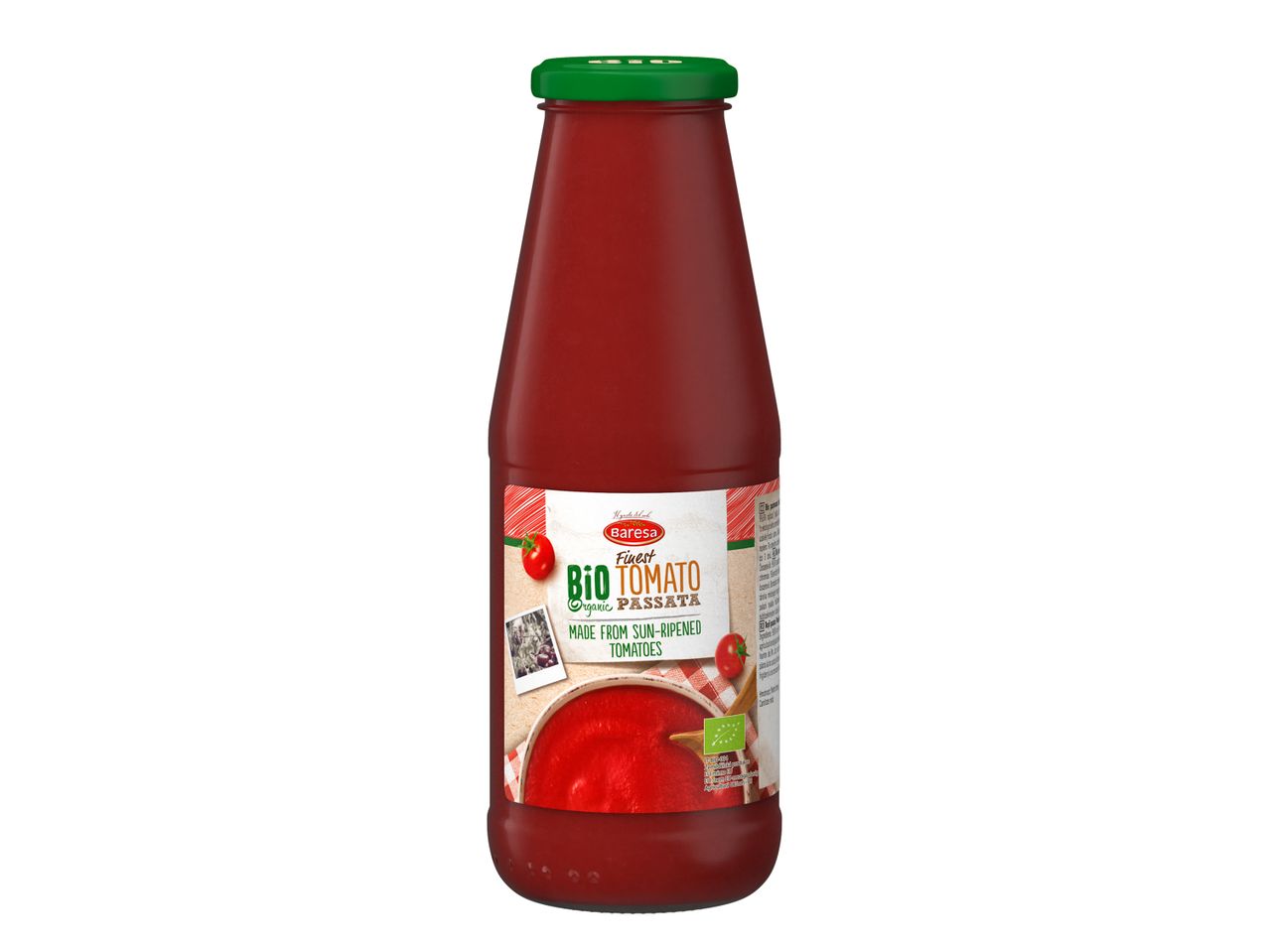 Barresa bio paradicsompüré: bio paradicsomlé üveg.