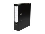Black lever arch file with a white spine label and metal finger hole