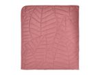 Pink quilted blanket with a geometric pattern.