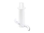White plastic food processor blade attachment with two curved stainless steel blades