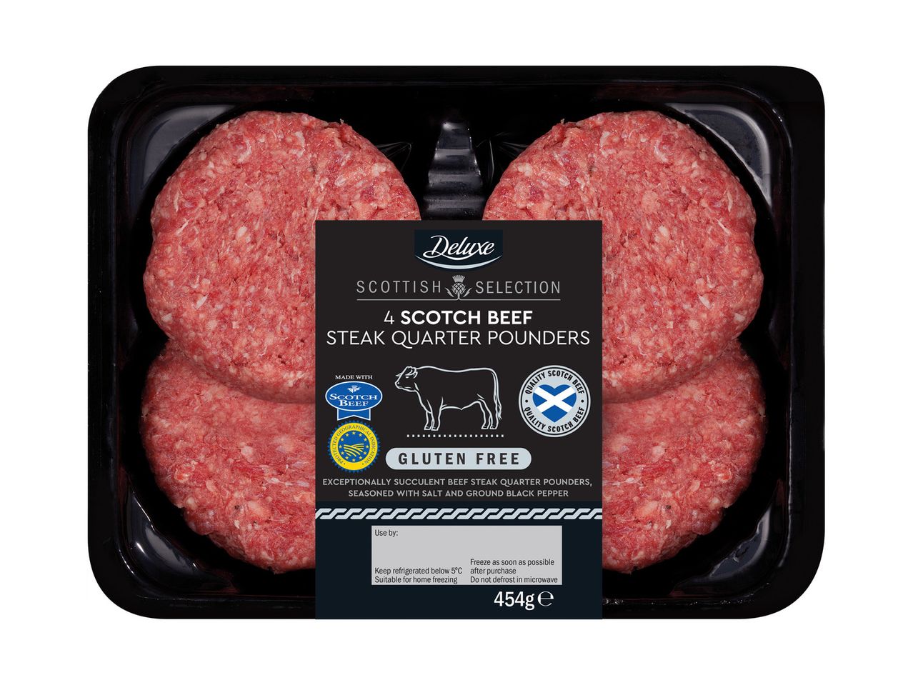 Go to full screen view: Deluxe Scotch Beef Steak Quarterpounders - Image 1