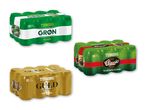 Tre forskellige Tuborg øl-pakker: Grøn, Classic og Guld.