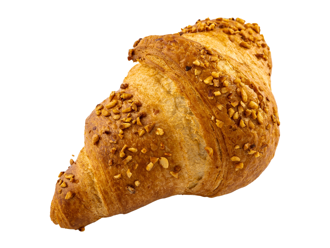 Croissant with chocolate-hazelnut filling, topped with chopped nuts