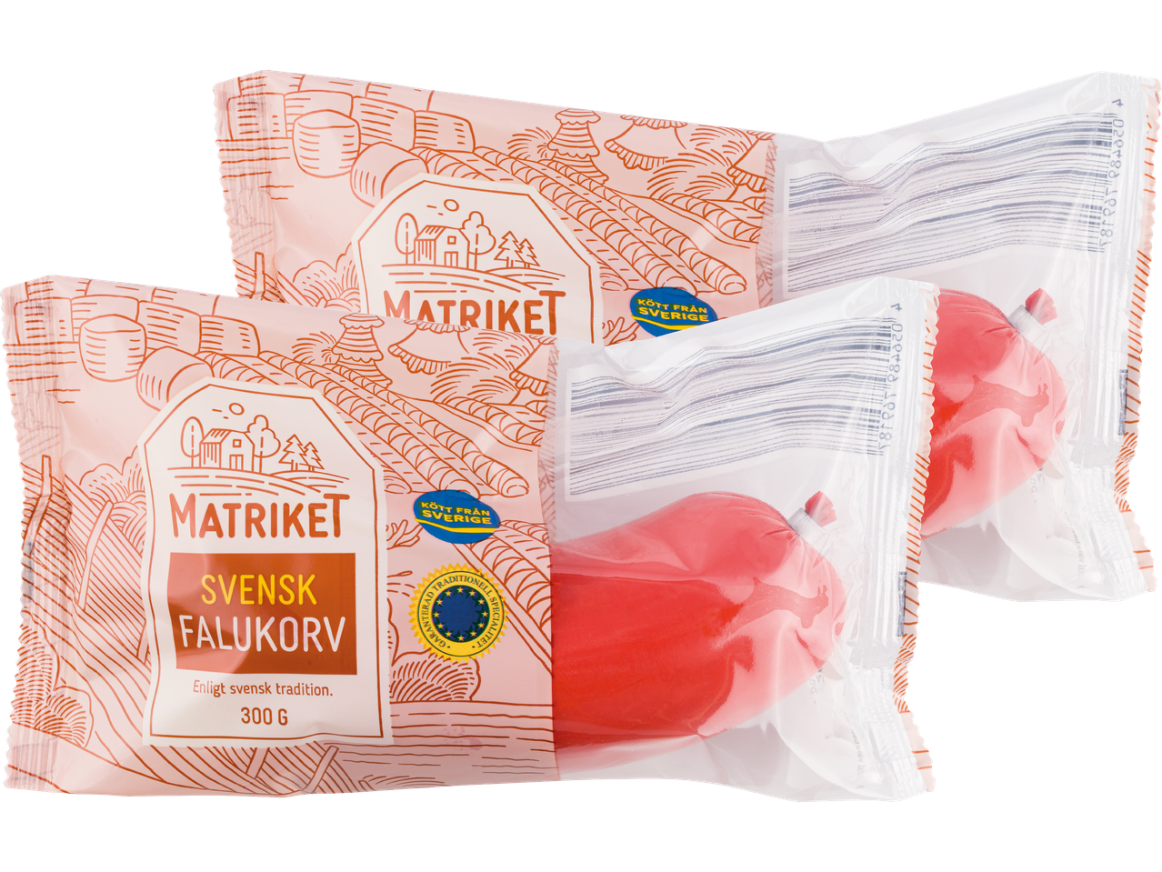 Två paket Matriket Falukorv.