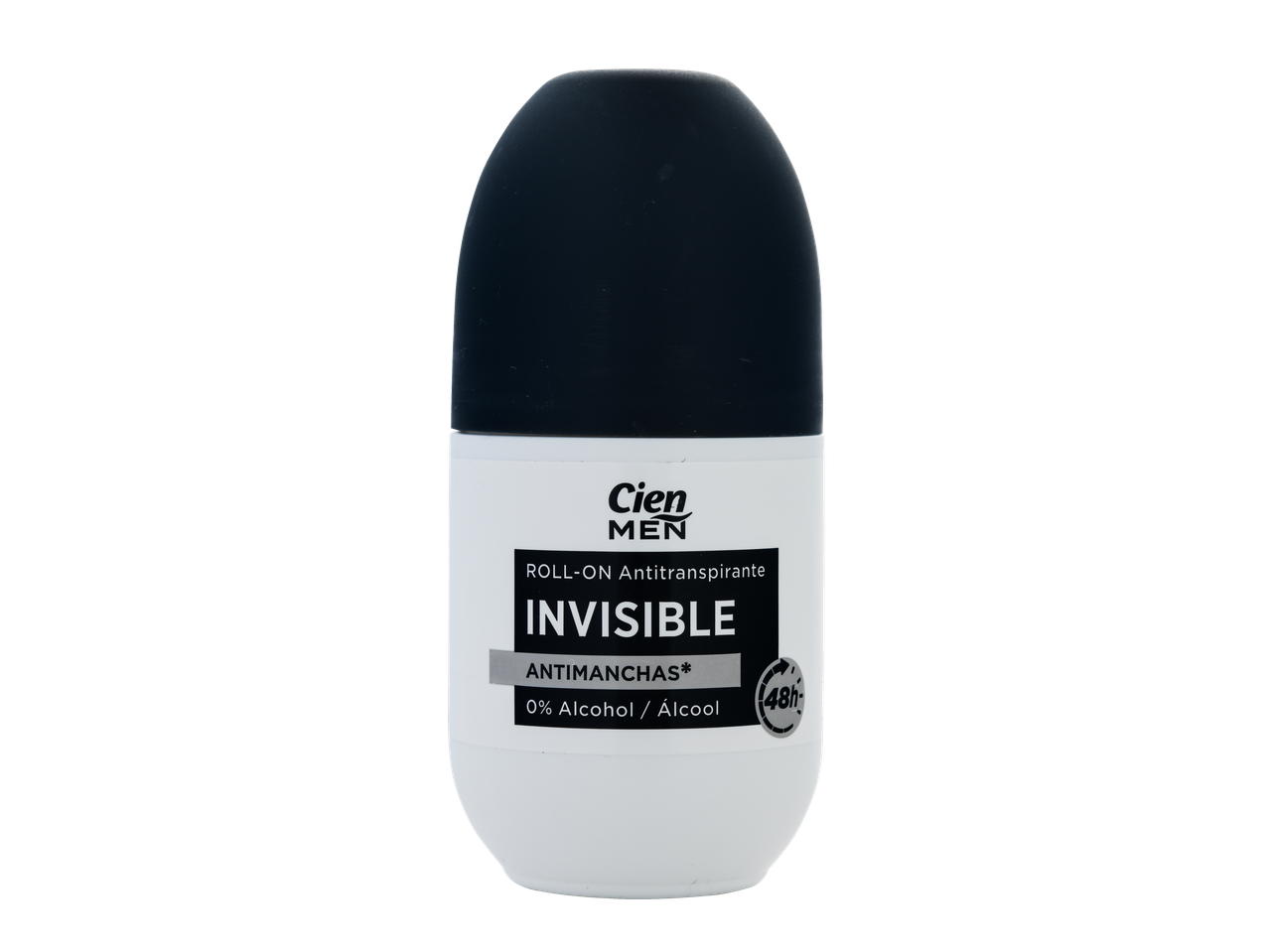 Desodorizante roll-on Cien Men Invisible, 0% álcool, proteção 48h.