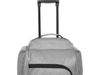 Grey rolling suitcase.
