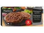 8 hambúrgueres Monissa de carne bovina temperada.