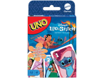 UNO Disney Lilo & Stitch card game featuring Lilo playing ukulele and Stitch in a hammock.
